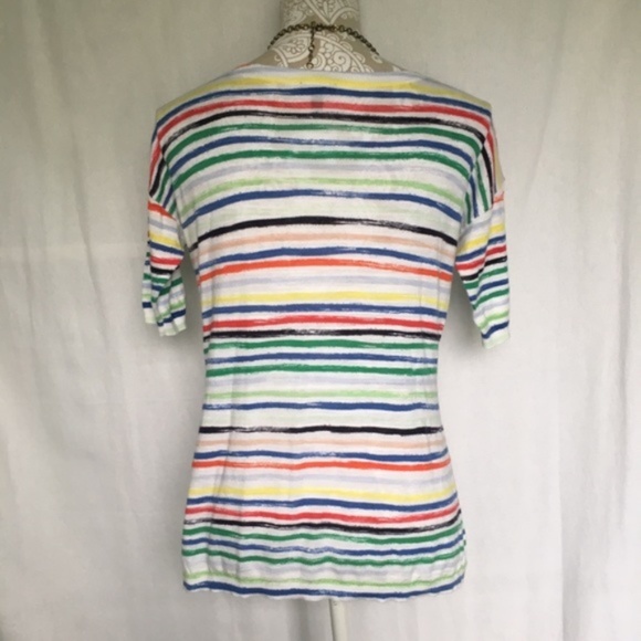 Talbots // Rainbow Striped Elbow Length Sweater size small petite MAR2 - Picture 5 of 8